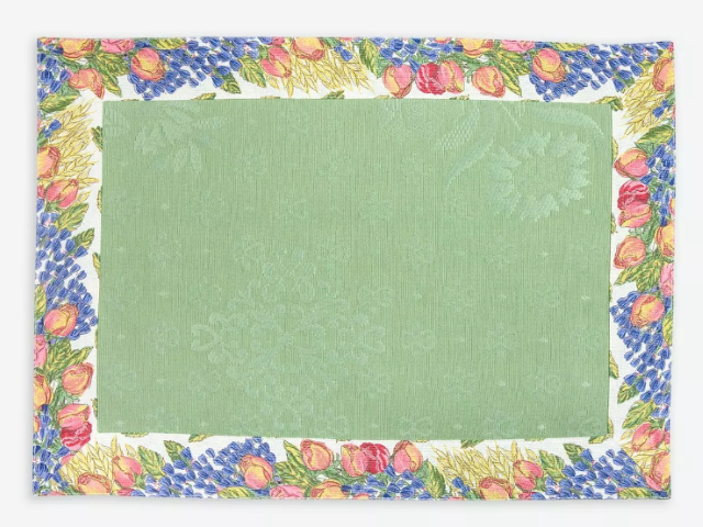 Provence Jacquard tea mat (Lavender & rose raw - Delft green) - Click Image to Close